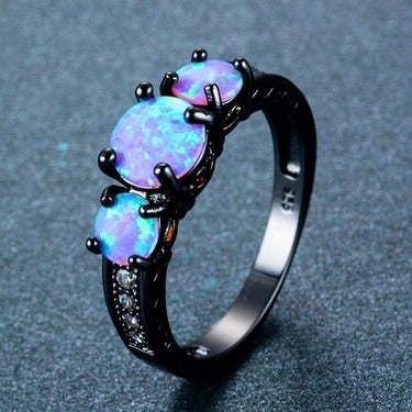 Blue Fire Opal Black Gold Ring-Your Soul Place